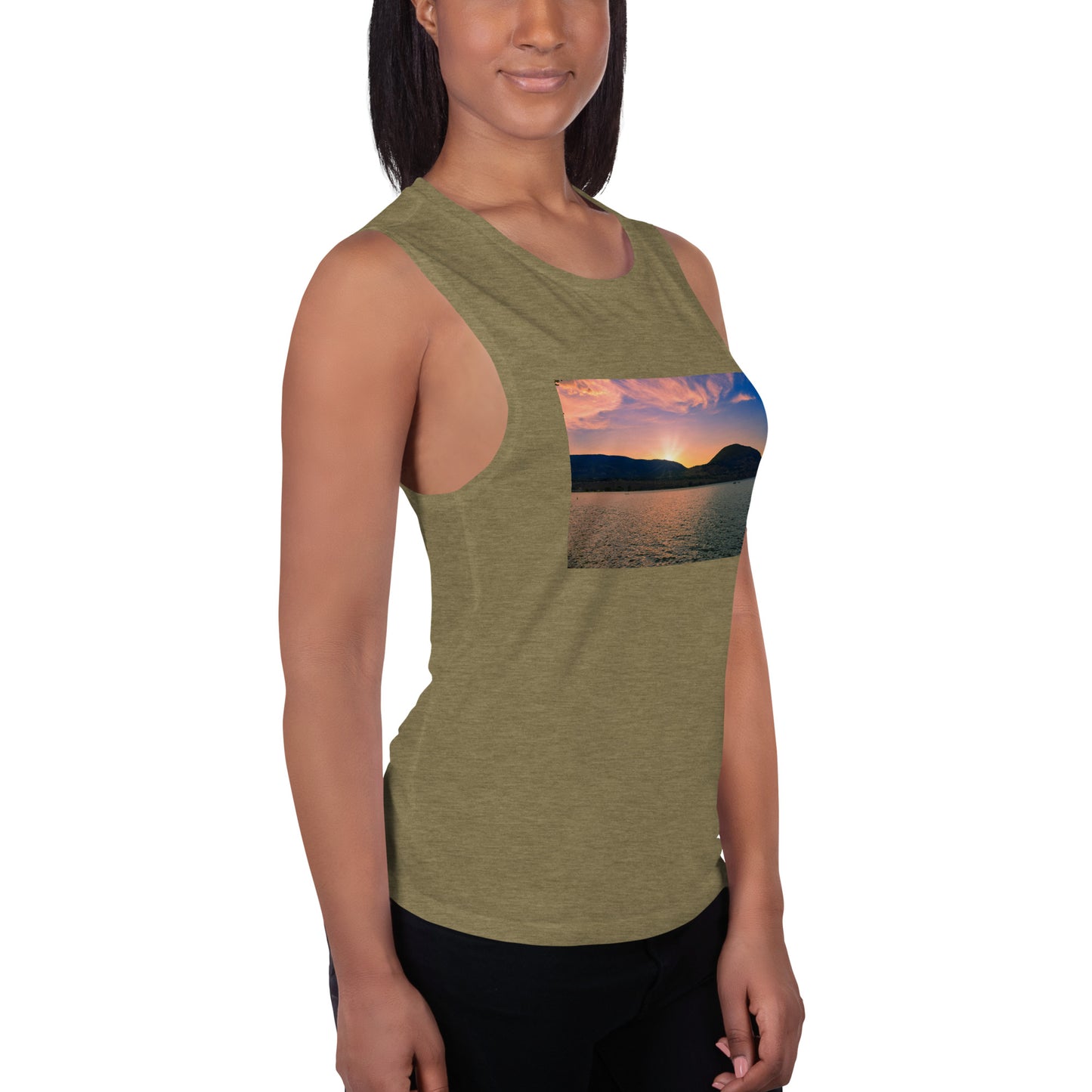 Ladies’ Muscle Tank - Penticton Okanagan Lake Sunset