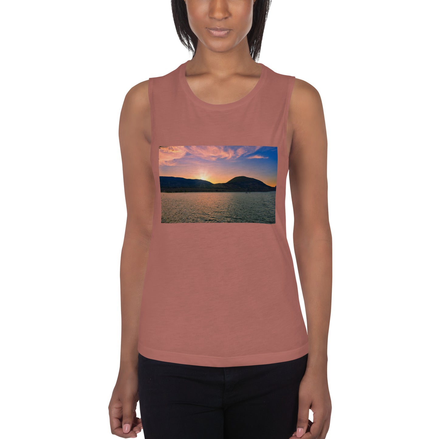 Ladies’ Muscle Tank - Penticton Okanagan Lake Sunset