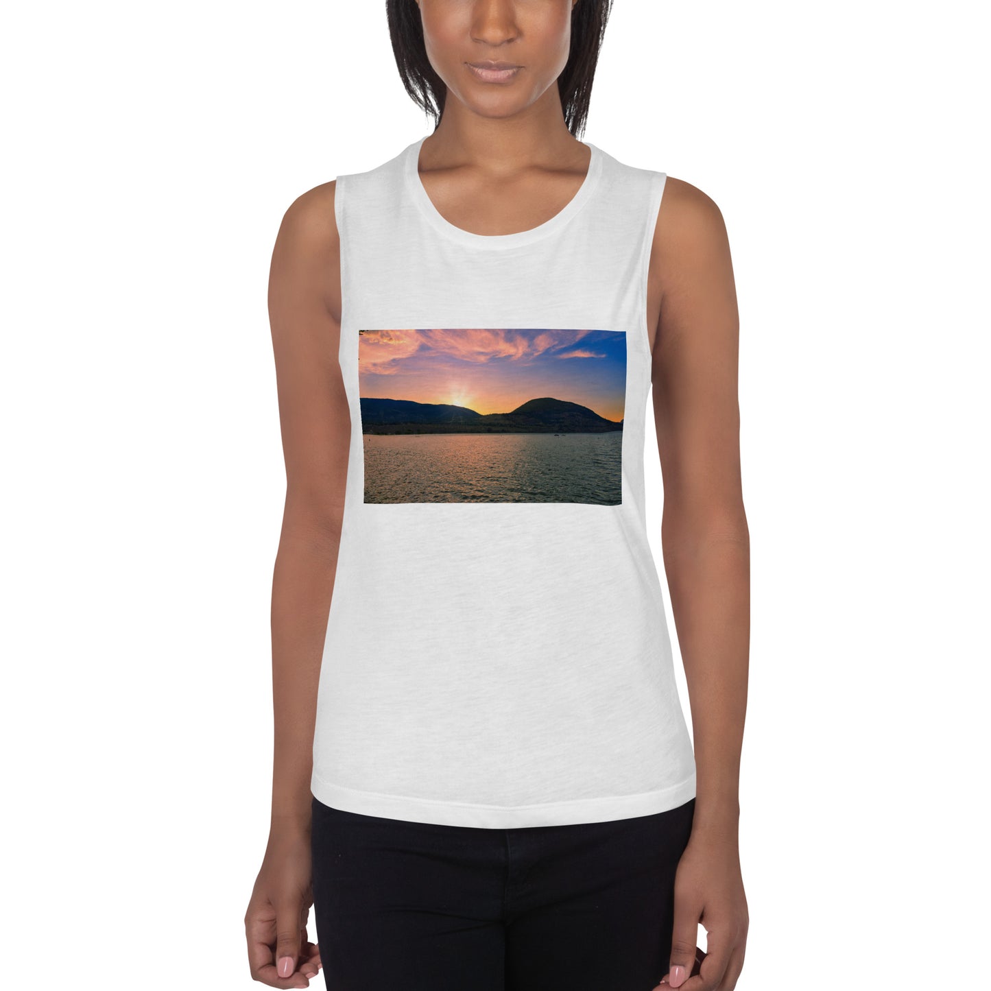 Ladies’ Muscle Tank - Penticton Okanagan Lake Sunset