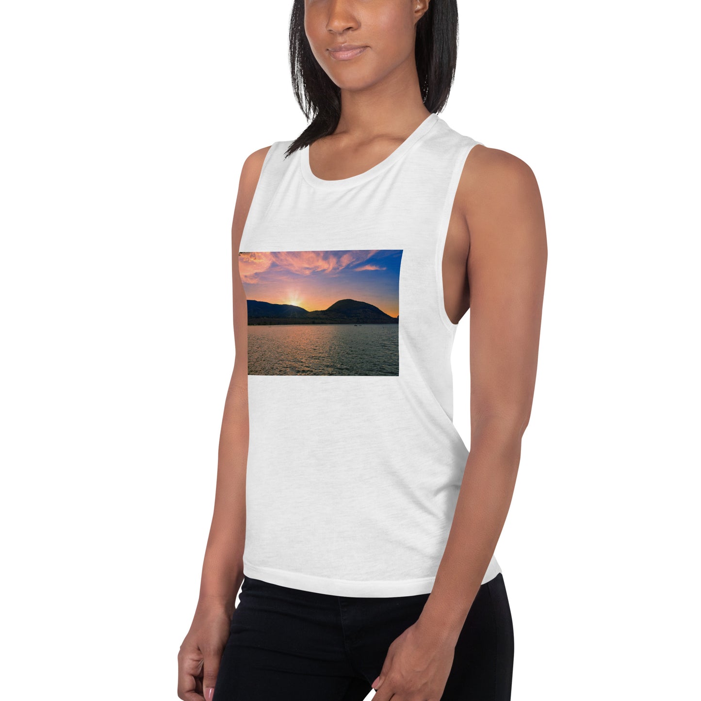 Ladies’ Muscle Tank - Penticton Okanagan Lake Sunset