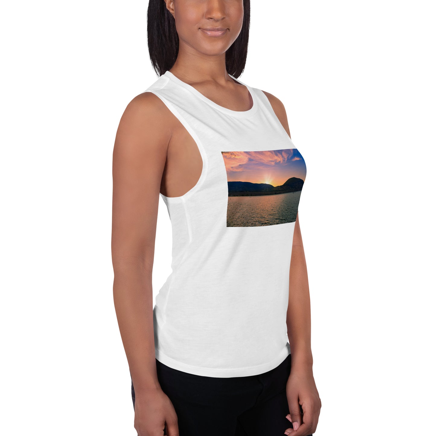 Ladies’ Muscle Tank - Penticton Okanagan Lake Sunset