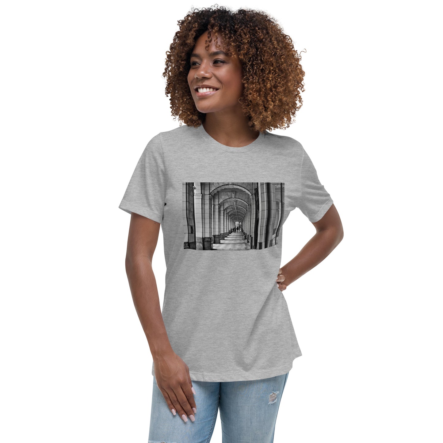 Women's Relaxed T-Shirt - Downtown Calgary Hudson's Bay Sidewalk Black and White