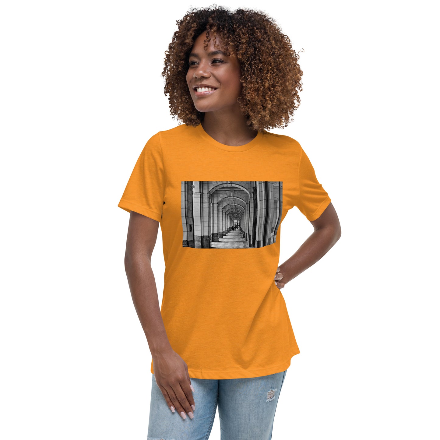Women's Relaxed T-Shirt - Downtown Calgary Hudson's Bay Sidewalk Black and White