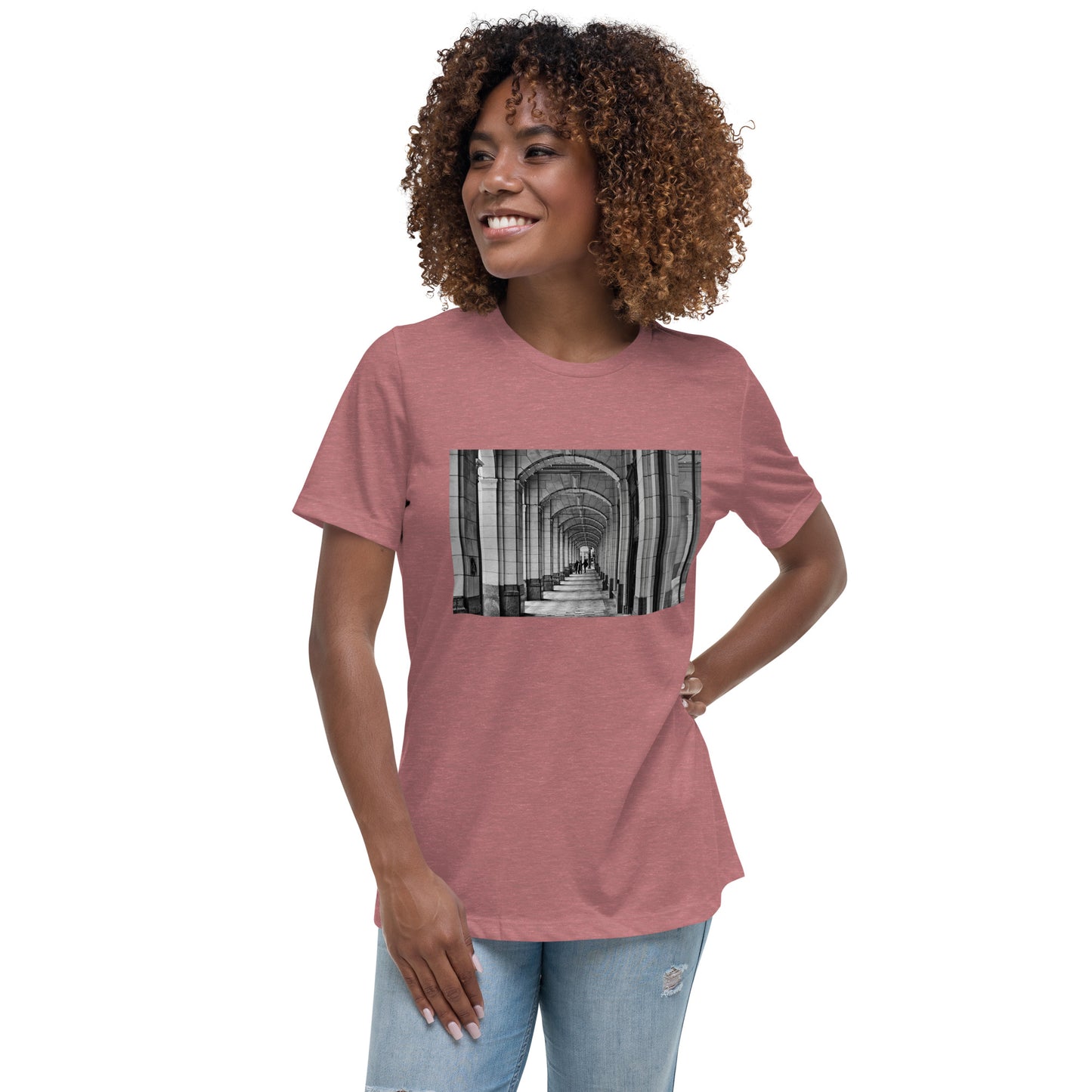 Women's Relaxed T-Shirt - Downtown Calgary Hudson's Bay Sidewalk Black and White
