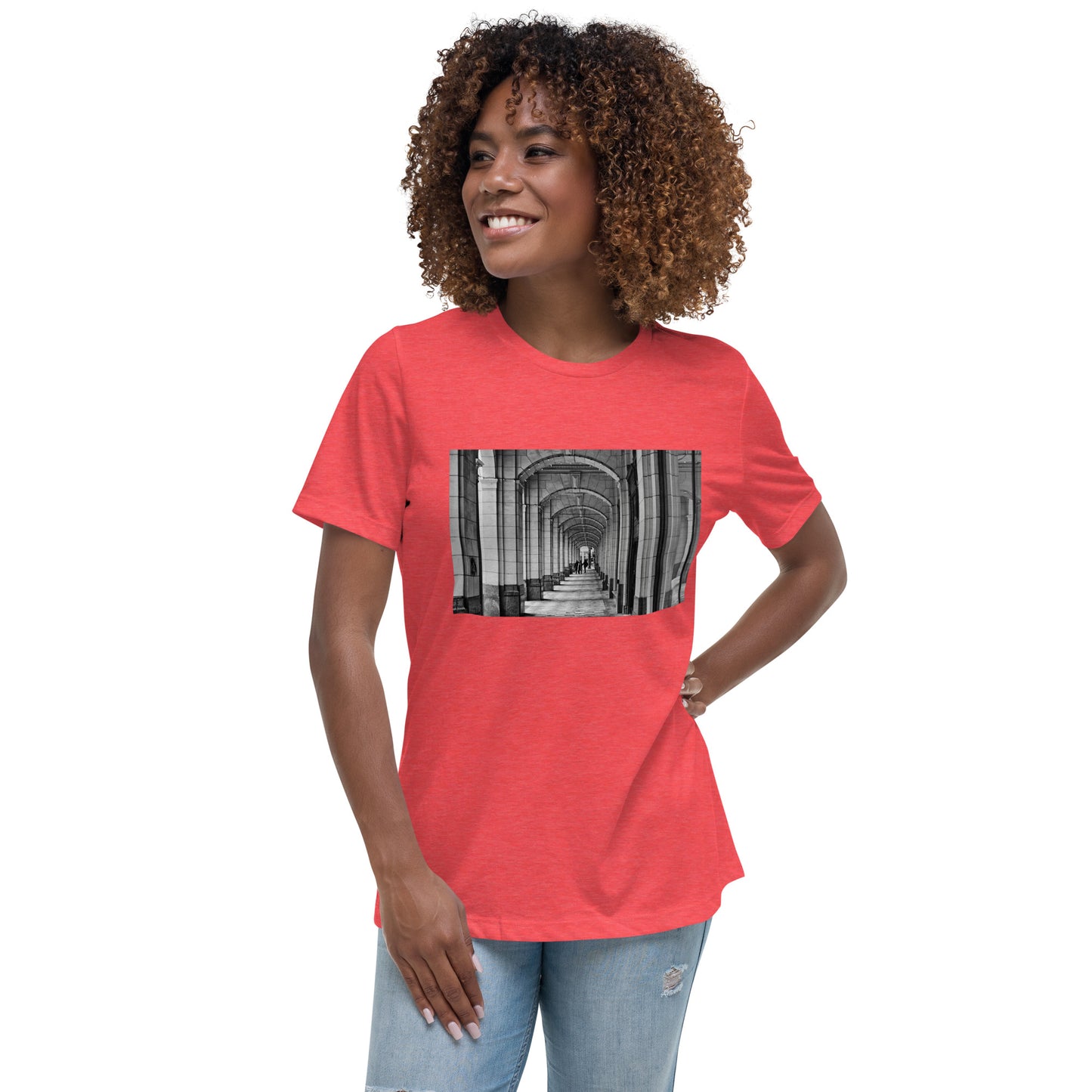 Women's Relaxed T-Shirt - Downtown Calgary Hudson's Bay Sidewalk Black and White