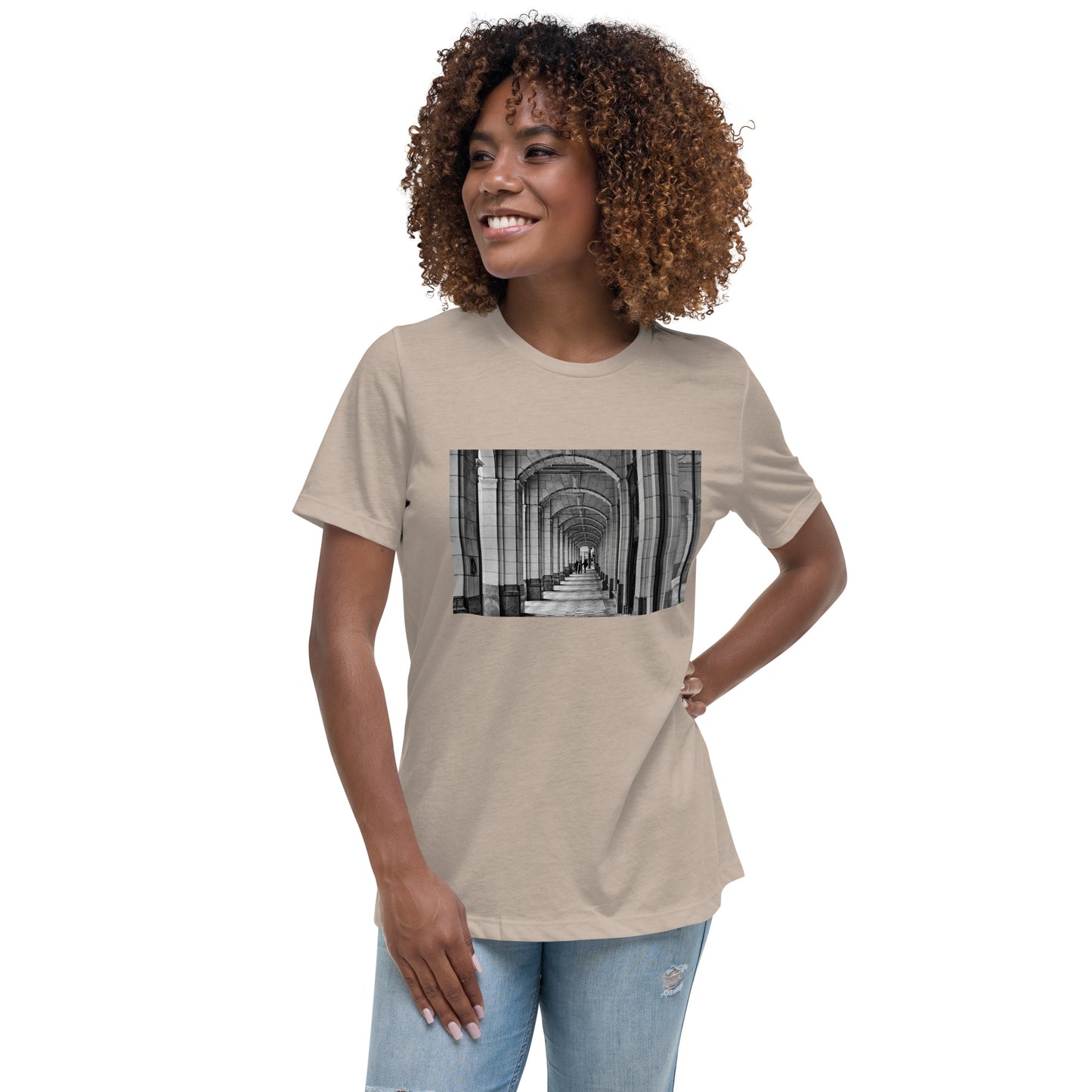 Women's Relaxed T-Shirt - Downtown Calgary Hudson's Bay Sidewalk Black and White