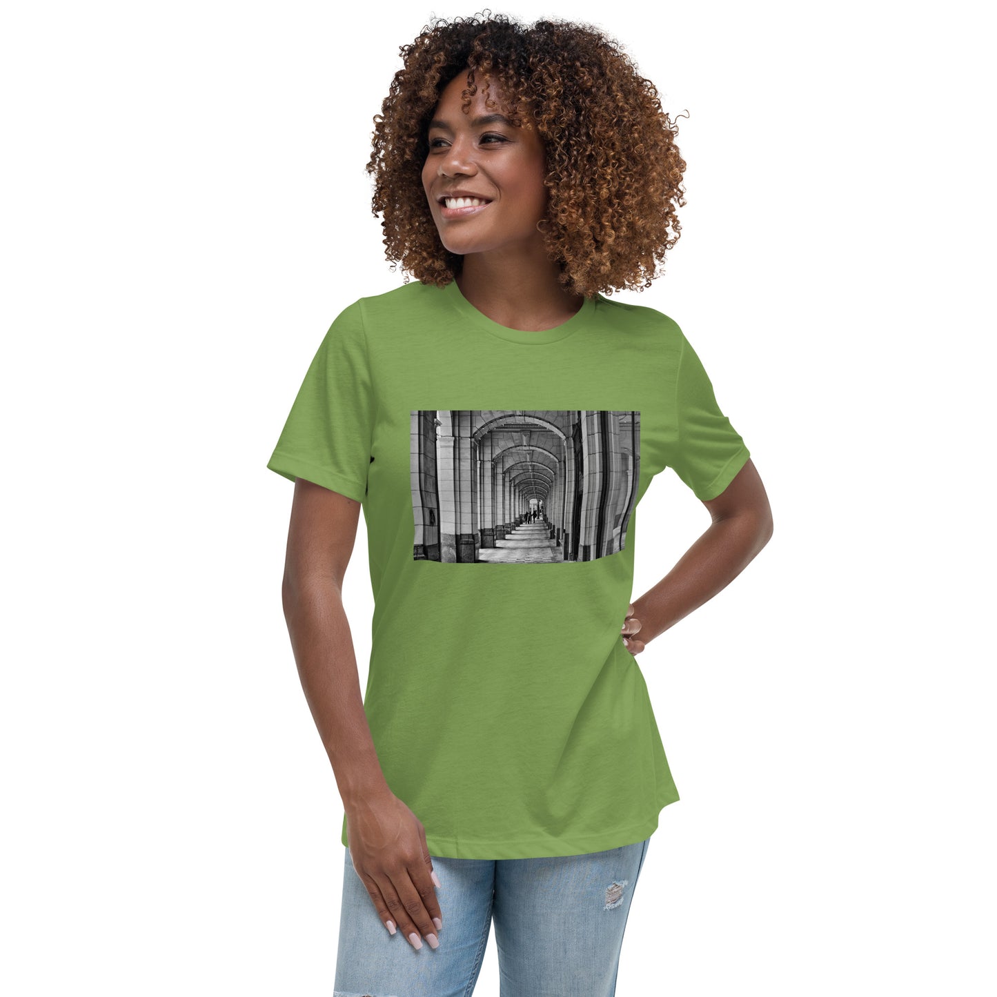 Women's Relaxed T-Shirt - Downtown Calgary Hudson's Bay Sidewalk Black and White