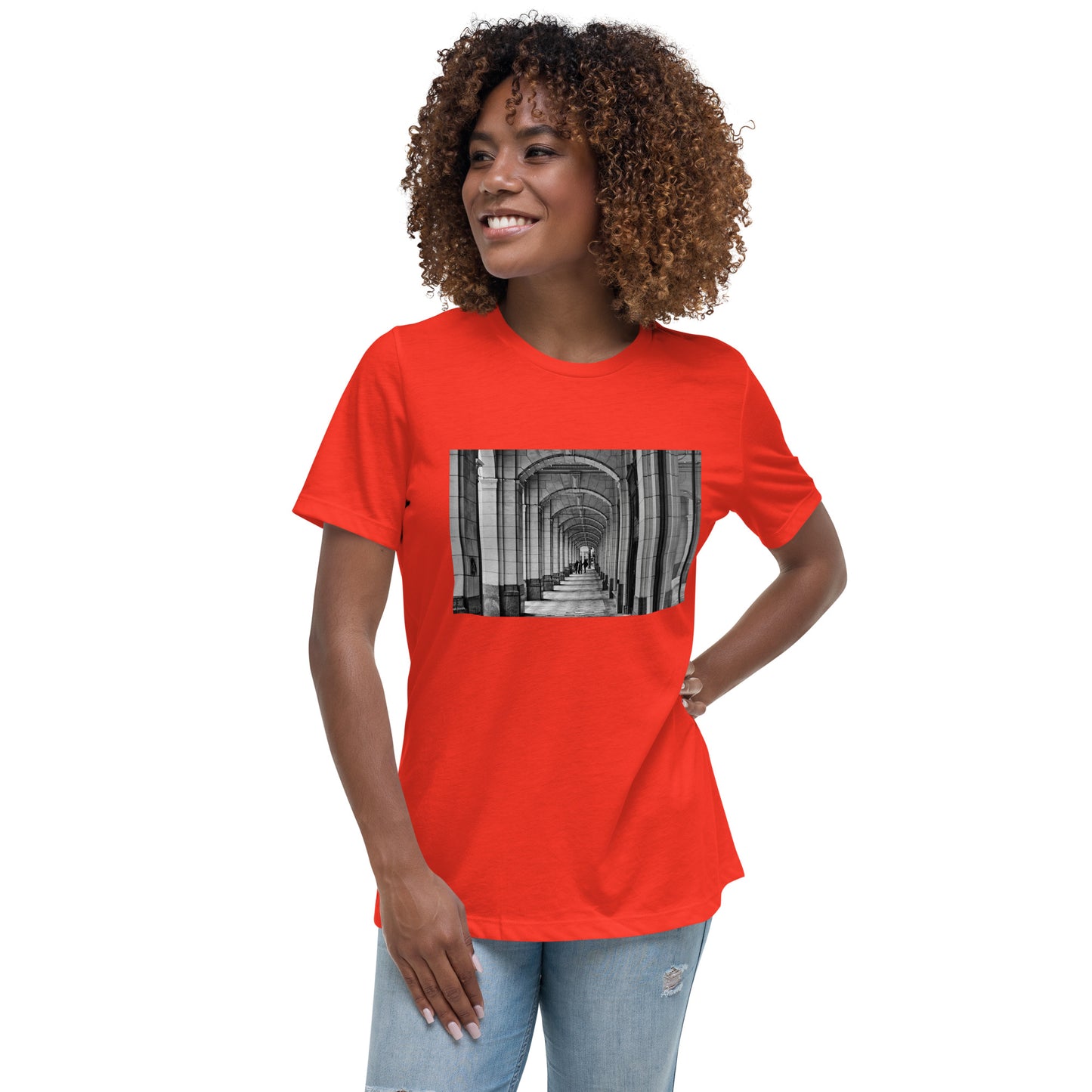 Women's Relaxed T-Shirt - Downtown Calgary Hudson's Bay Sidewalk Black and White