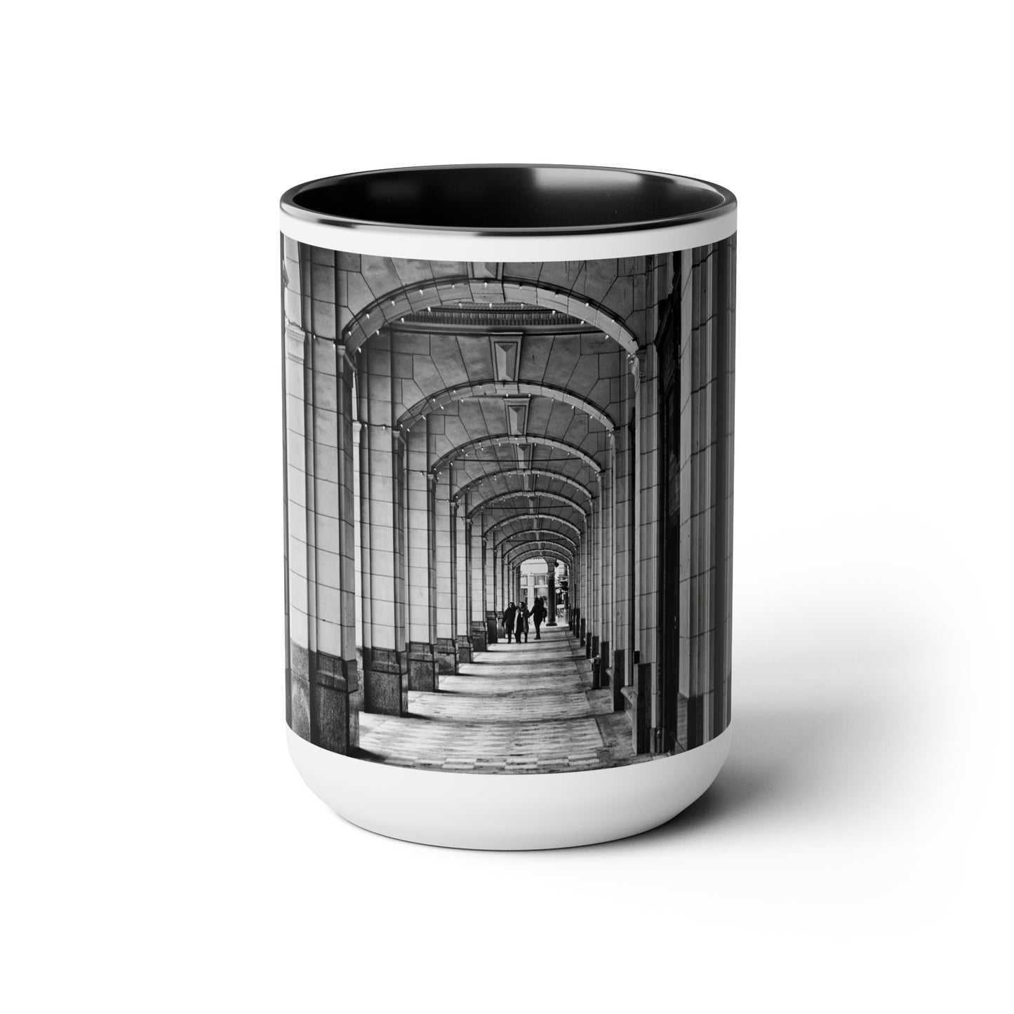 Accent Coffee Mugs, 15oz - Downtown Calgary Hudson's Bay Sidewalk Black and White