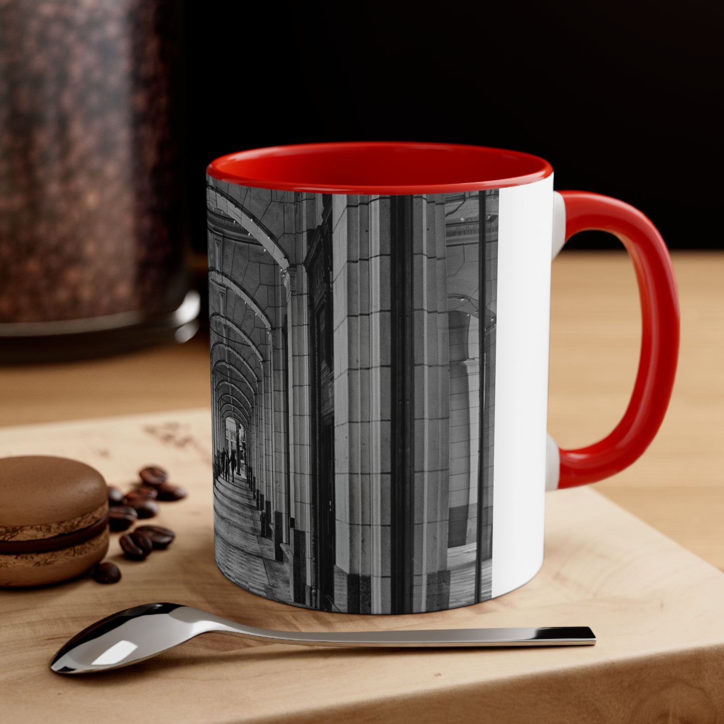 Accent Coffee Mug, 11oz - Downtown Calgary Hudson's Bay Sidewalk Black and White