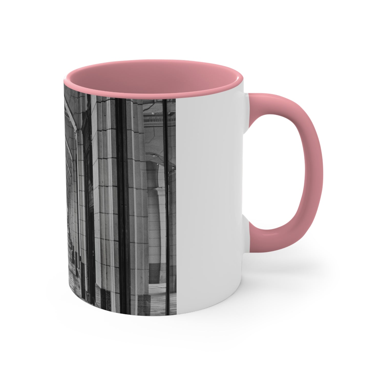 Accent Coffee Mug, 11oz - Downtown Calgary Hudson's Bay Sidewalk Black and White