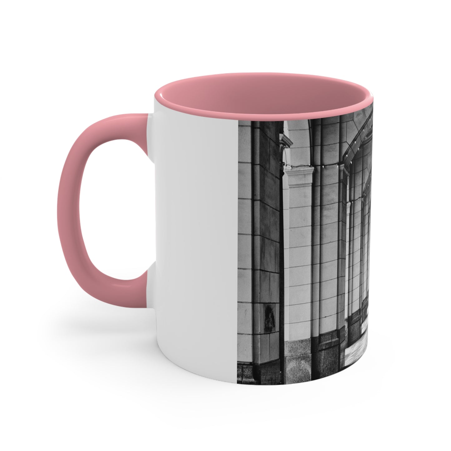 Accent Coffee Mug, 11oz - Downtown Calgary Hudson's Bay Sidewalk Black and White