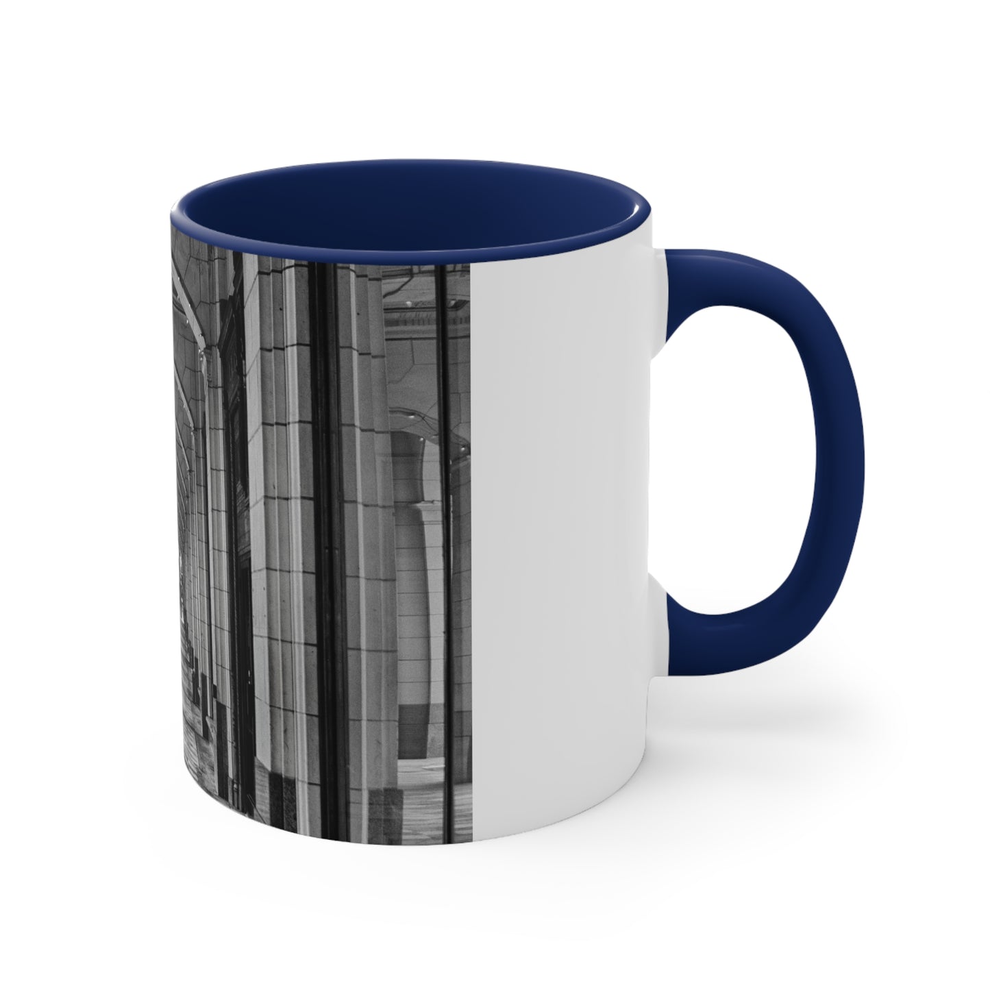 Accent Coffee Mug, 11oz - Downtown Calgary Hudson's Bay Sidewalk Black and White