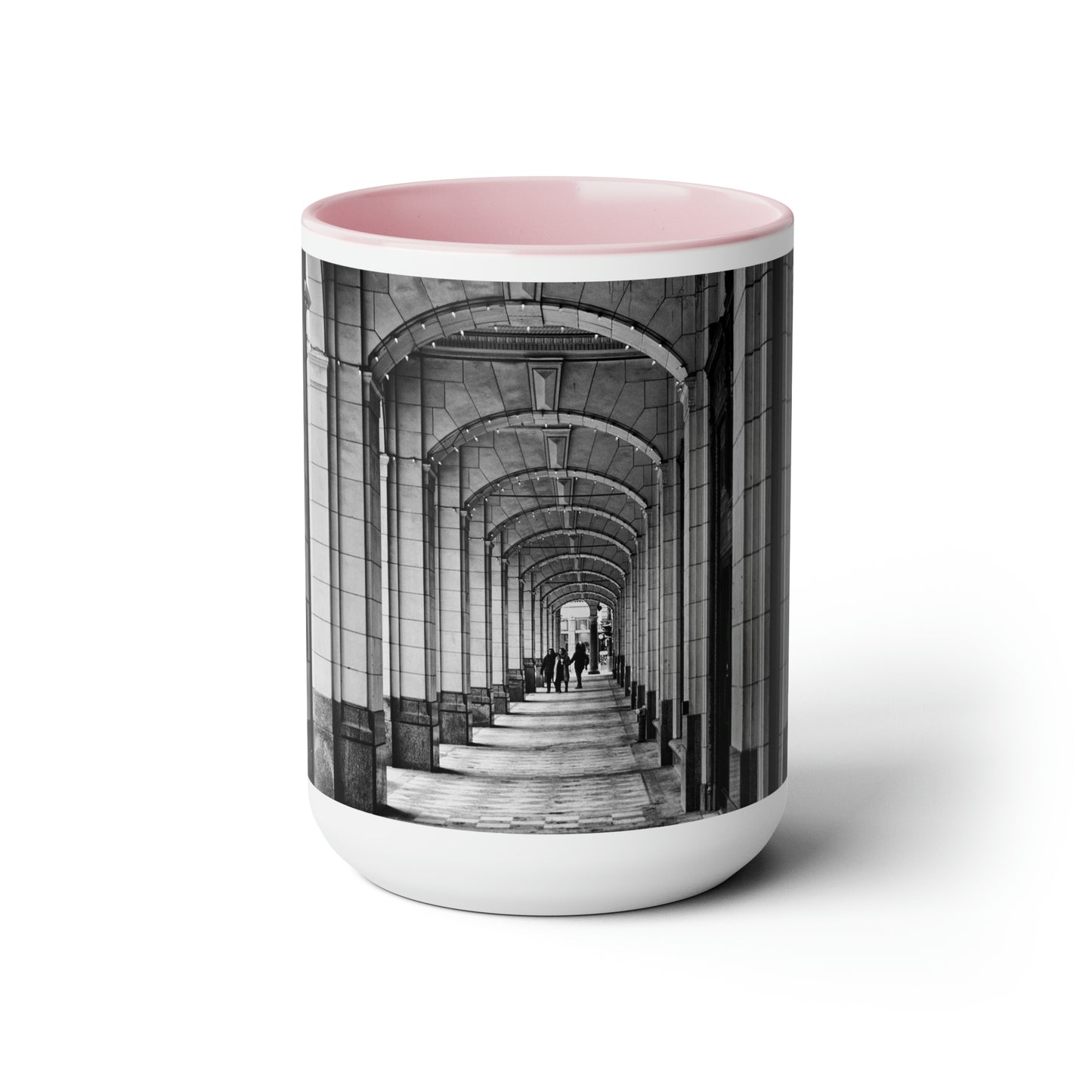 Accent Coffee Mugs, 15oz - Downtown Calgary Hudson's Bay Sidewalk Black and White