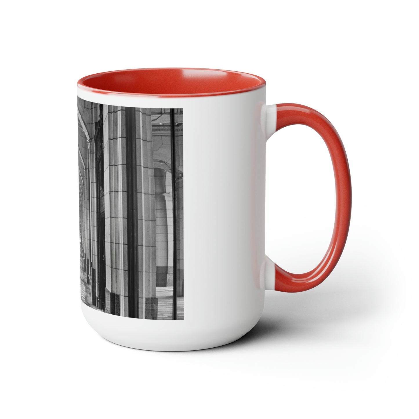 Accent Coffee Mugs, 15oz - Downtown Calgary Hudson's Bay Sidewalk Black and White