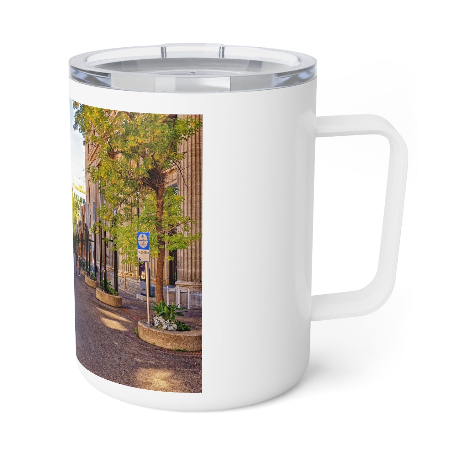 Insulated Coffee Mug, 10oz - Downtown Calgary 8th Avenue Arts Commons Fall