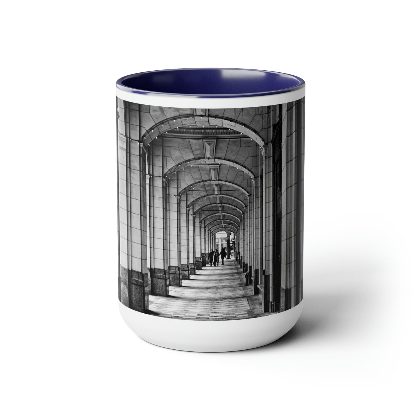 Accent Coffee Mugs, 15oz - Downtown Calgary Hudson's Bay Sidewalk Black and White