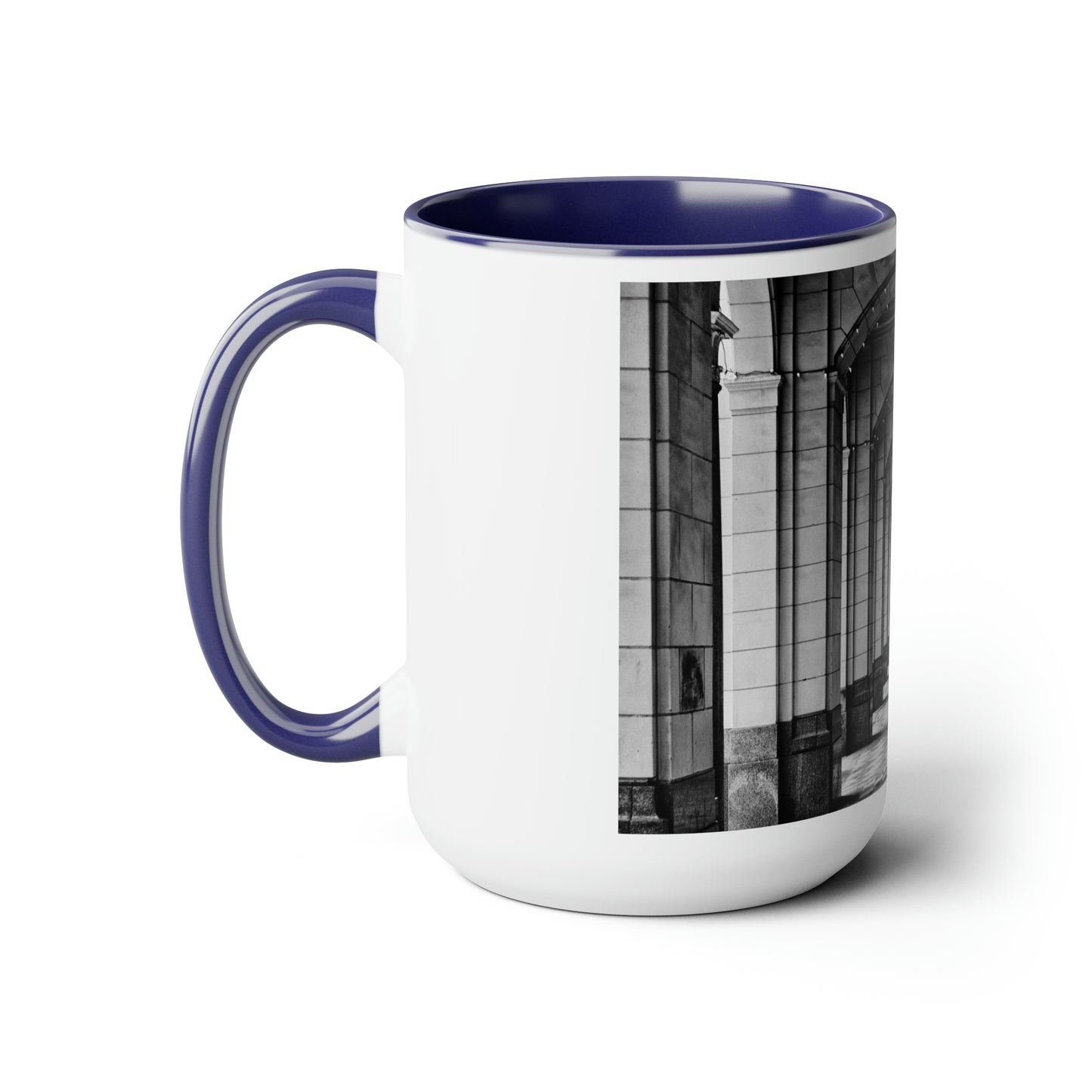 Accent Coffee Mugs, 15oz - Downtown Calgary Hudson's Bay Sidewalk Black and White