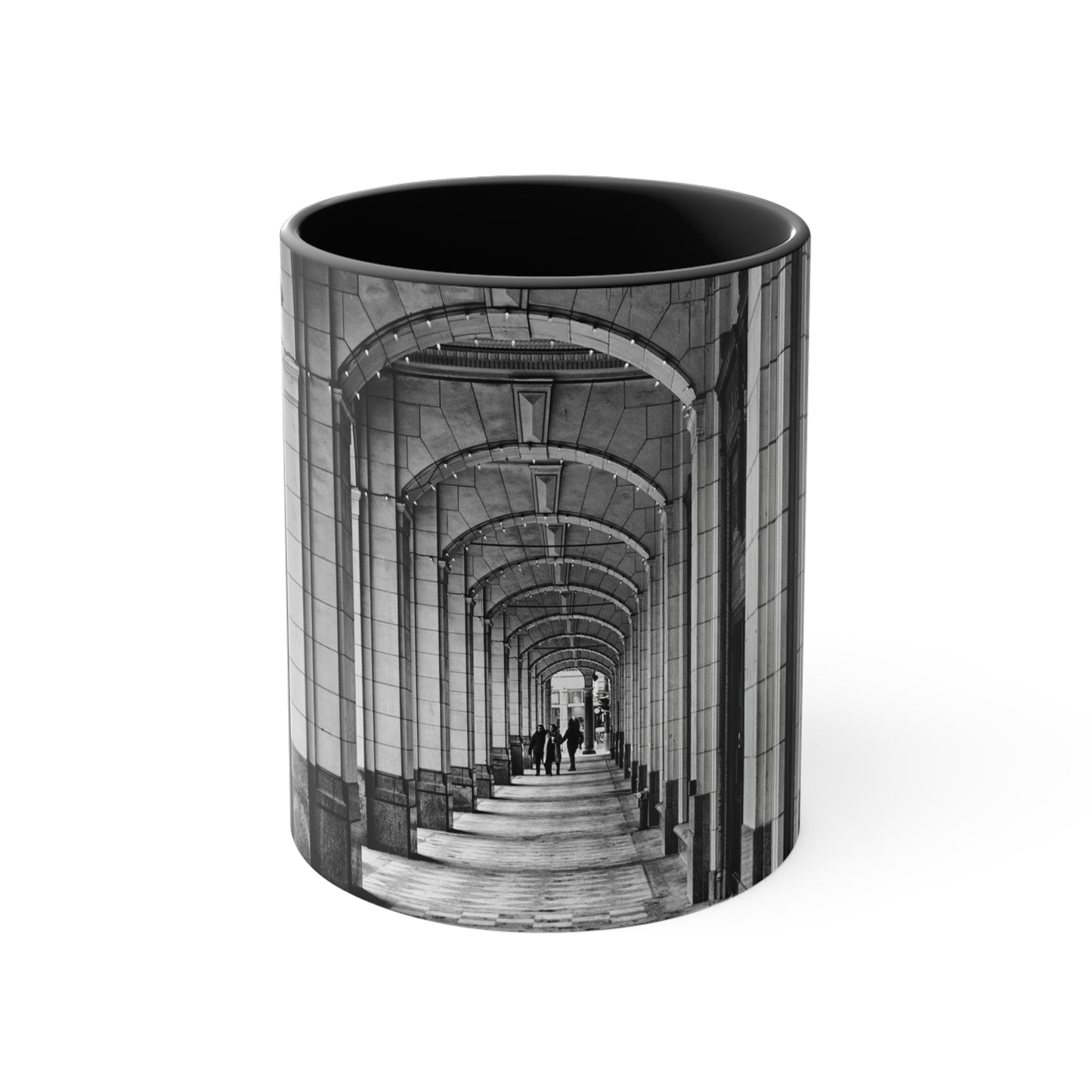 Accent Coffee Mug, 11oz - Downtown Calgary Hudson's Bay Sidewalk Black and White