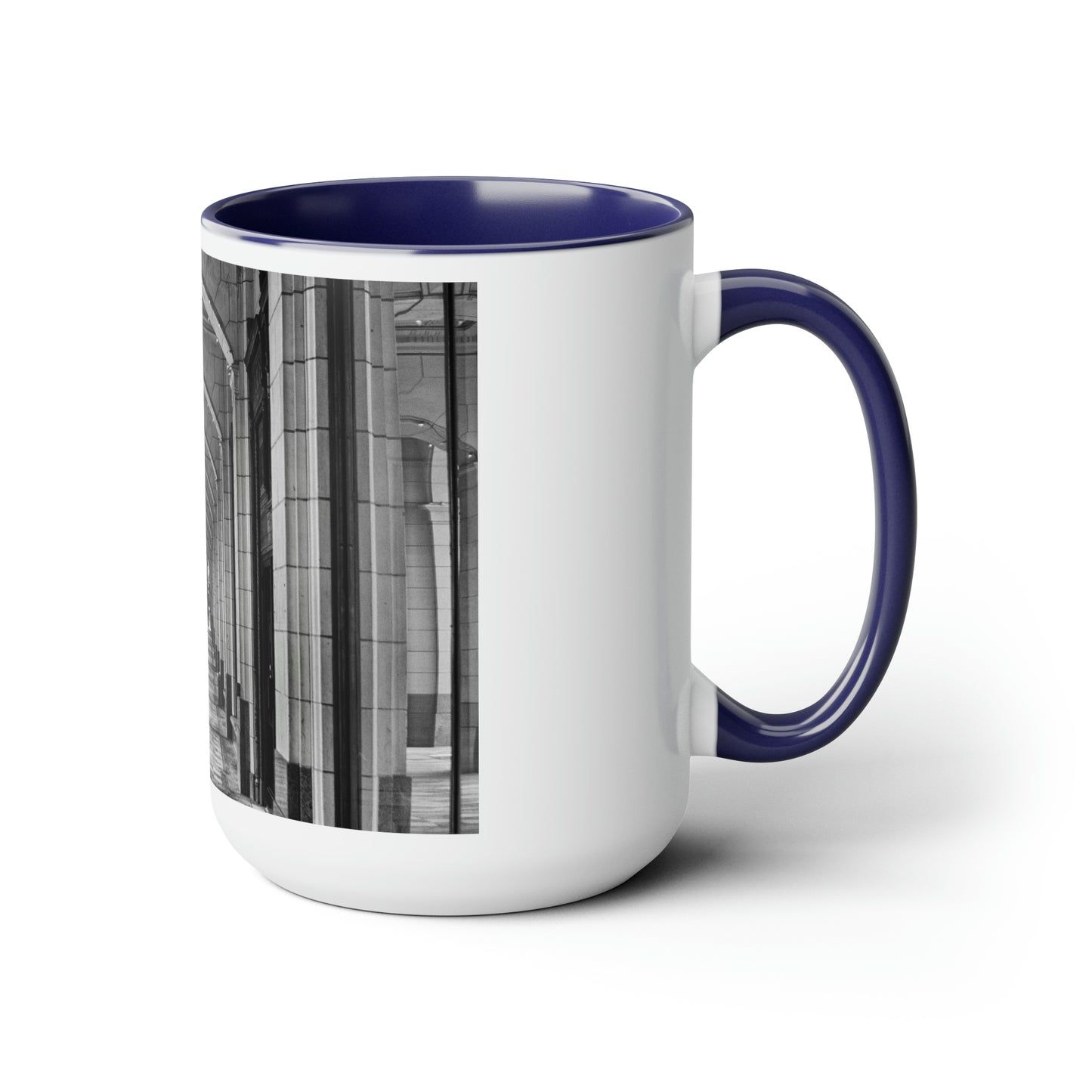 Accent Coffee Mugs, 15oz - Downtown Calgary Hudson's Bay Sidewalk Black and White