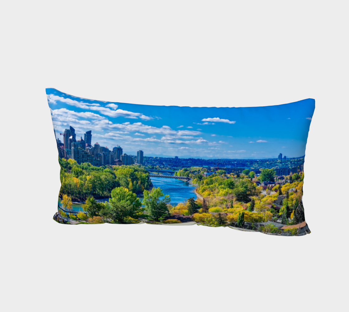 Bed Pillow Sham - McHugh Bluff Fall Colours Bow River Peace Bridge HDR