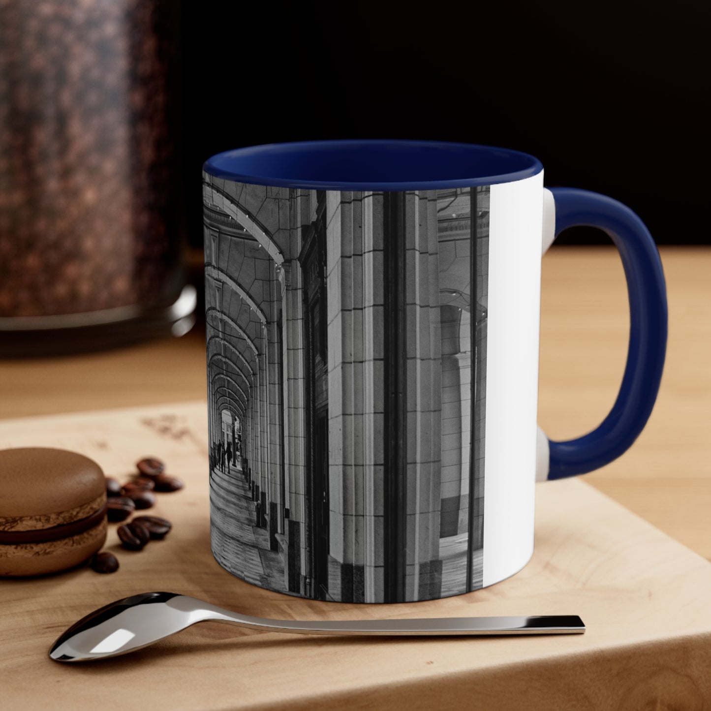 Accent Coffee Mug, 11oz - Downtown Calgary Hudson's Bay Sidewalk Black and White