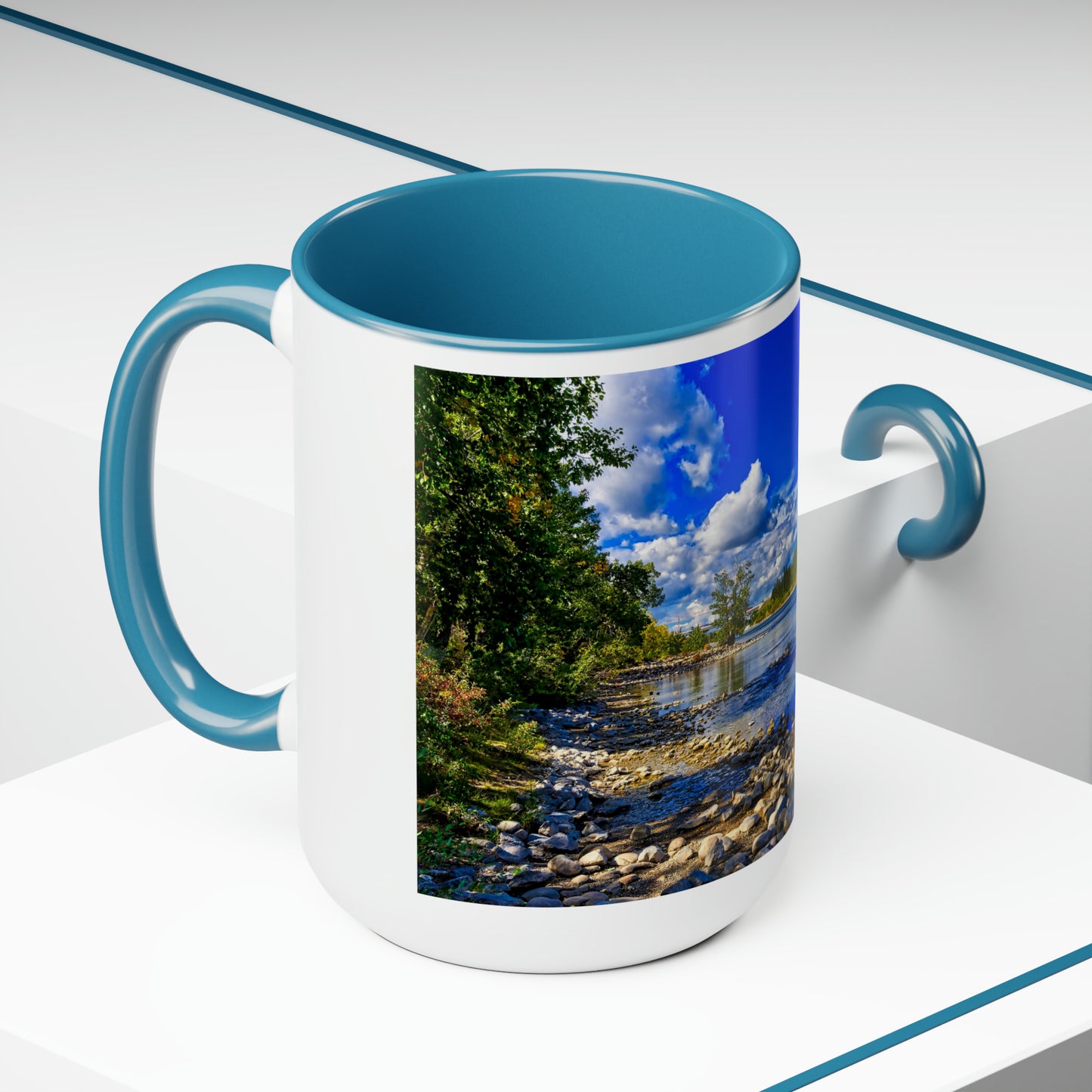 Accent Coffee Mugs, 15oz - Bow River Bowness Park Fall HDR