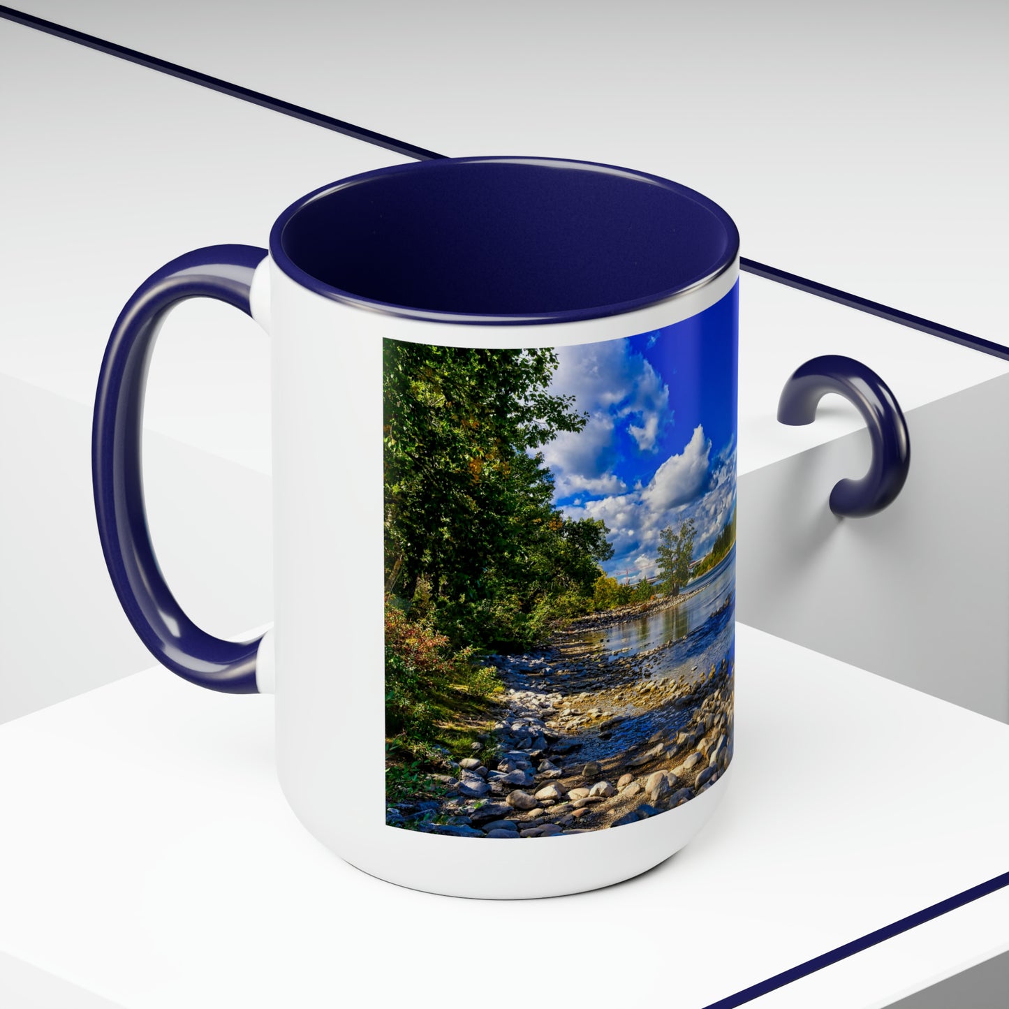 Accent Coffee Mugs, 15oz - Bow River Bowness Park Fall HDR