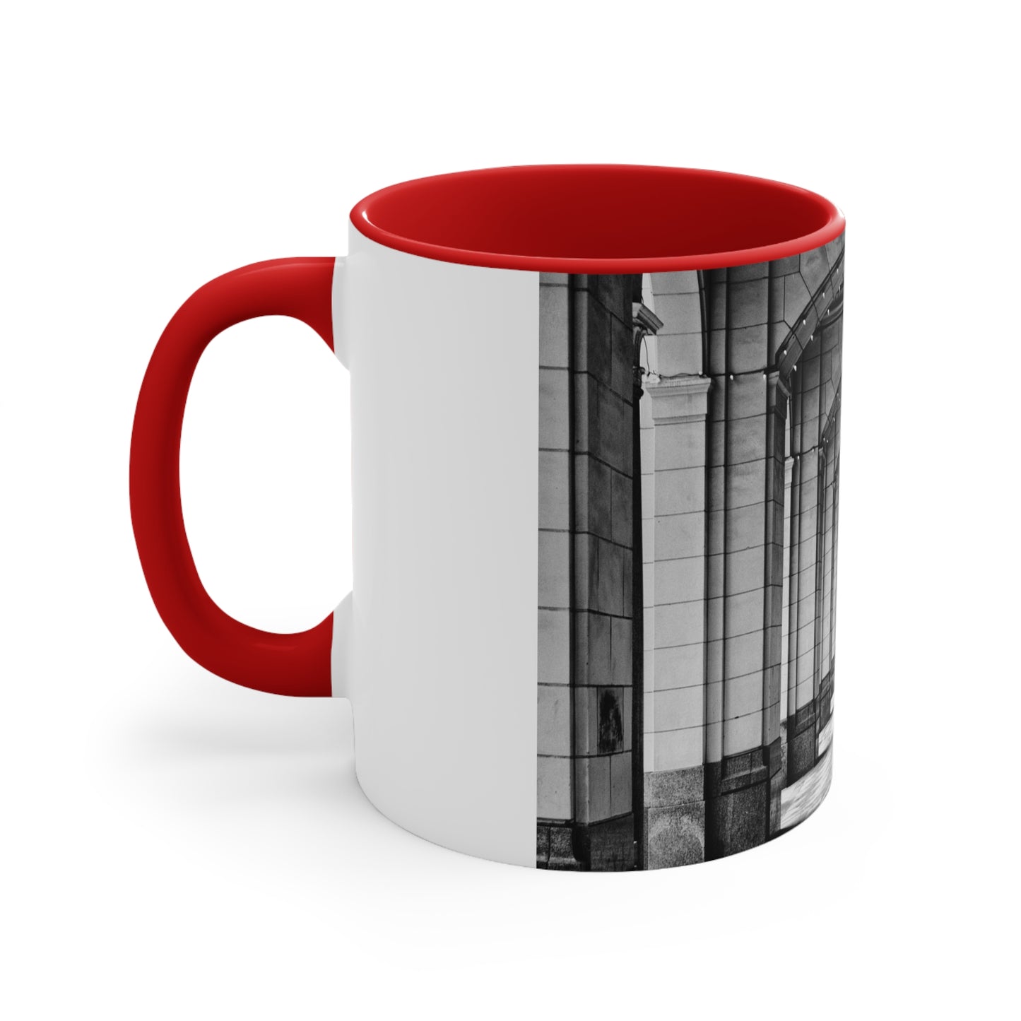 Accent Coffee Mug, 11oz - Downtown Calgary Hudson's Bay Sidewalk Black and White