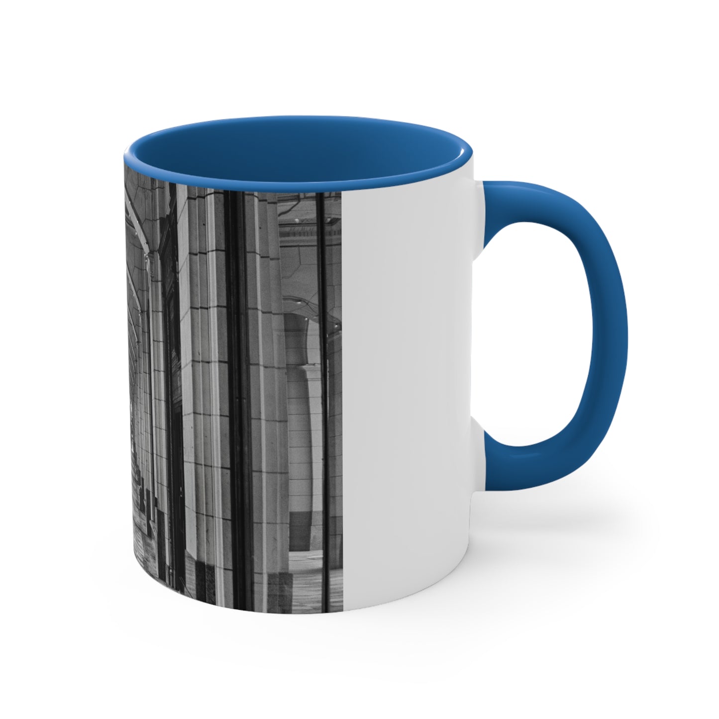 Accent Coffee Mug, 11oz - Downtown Calgary Hudson's Bay Sidewalk Black and White