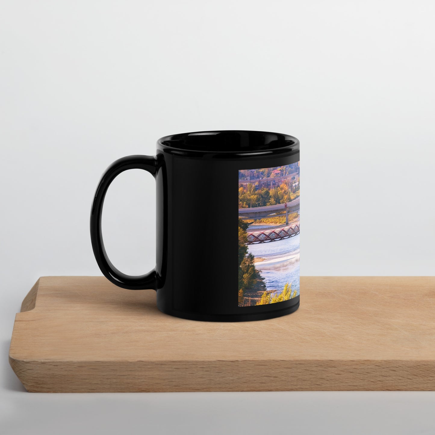 Black Glossy Mug - Peace Bridge McHugh Bluff Fall