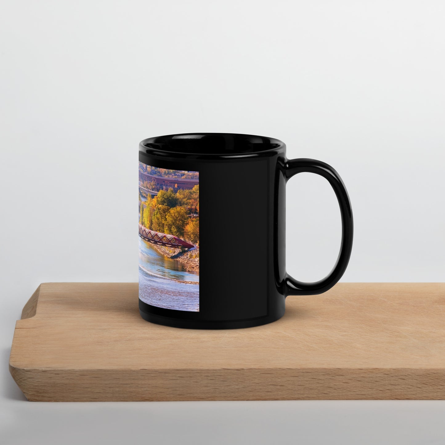 Black Glossy Mug - Peace Bridge McHugh Bluff Fall