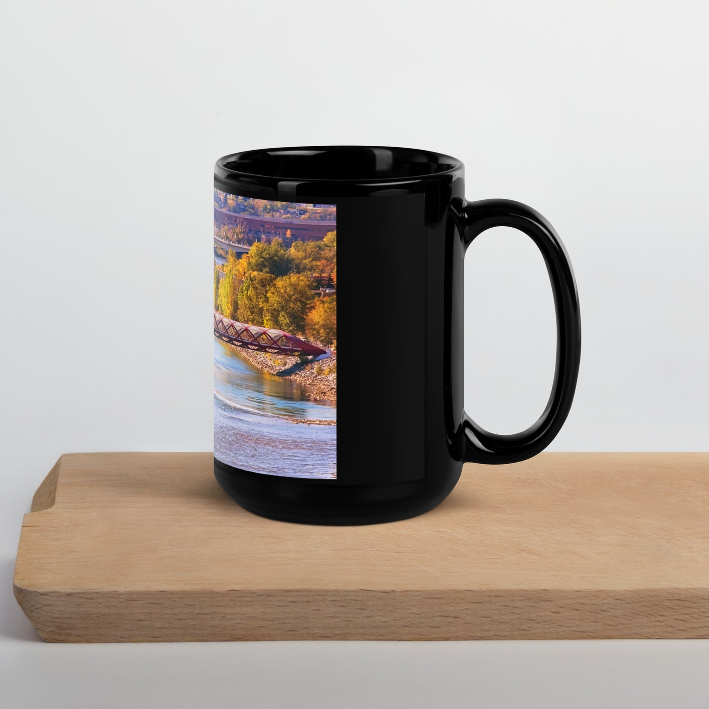 Black Glossy Mug - Peace Bridge McHugh Bluff Fall