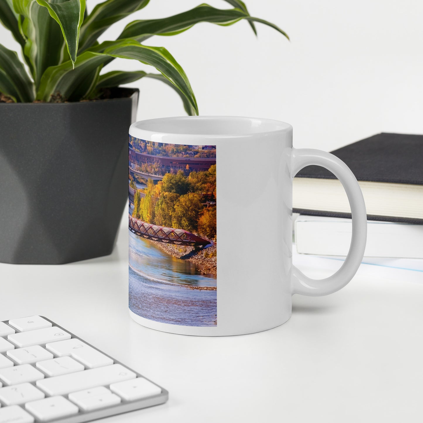 White Glossy Mug - Peace Bridge McHugh Bluff Fall