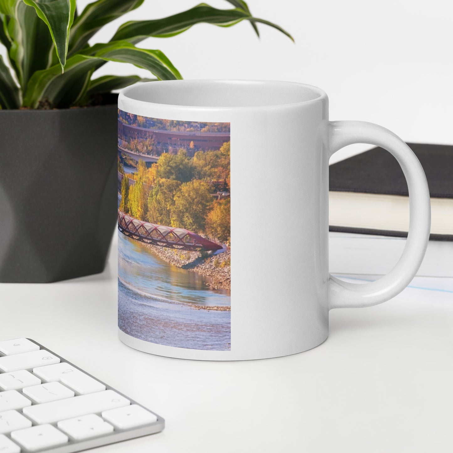 White Glossy Mug - Peace Bridge McHugh Bluff Fall