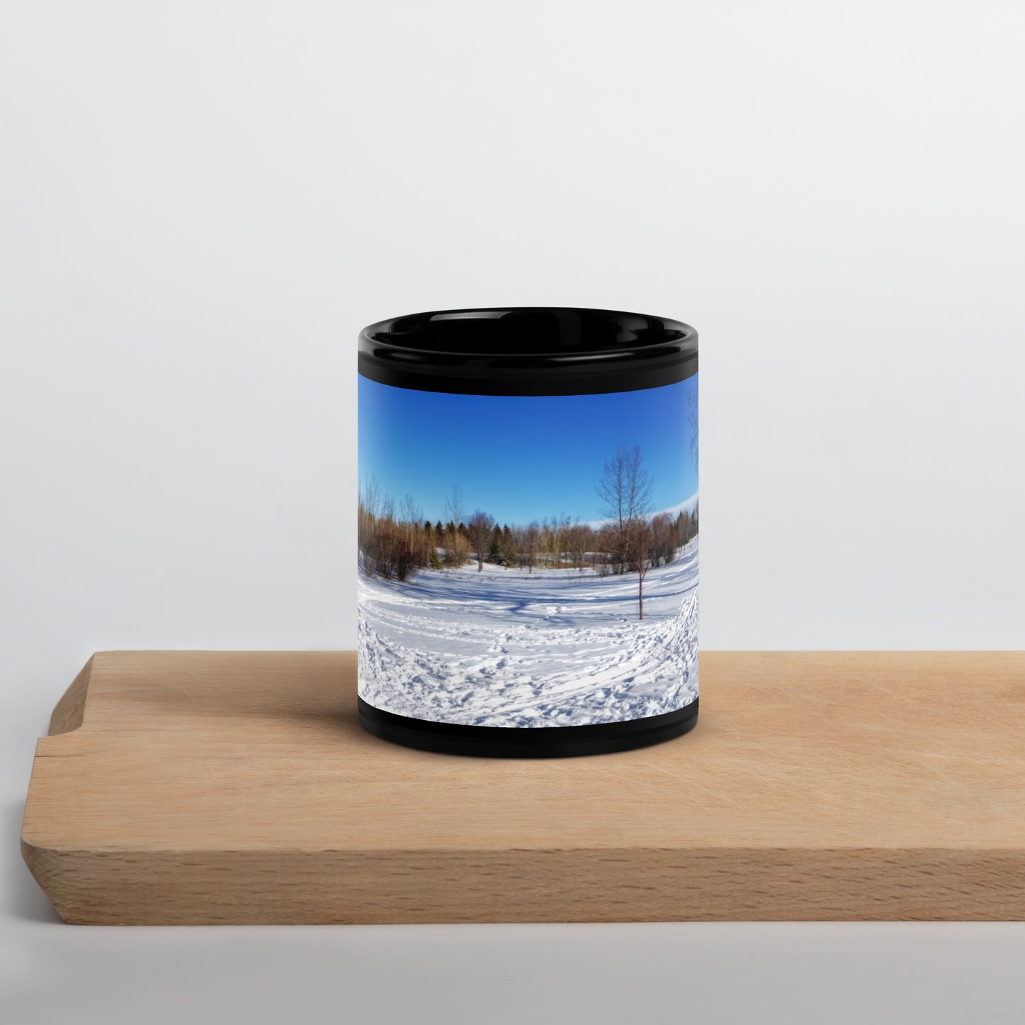 Black Glossy Mug - North Glenmore Park Winter