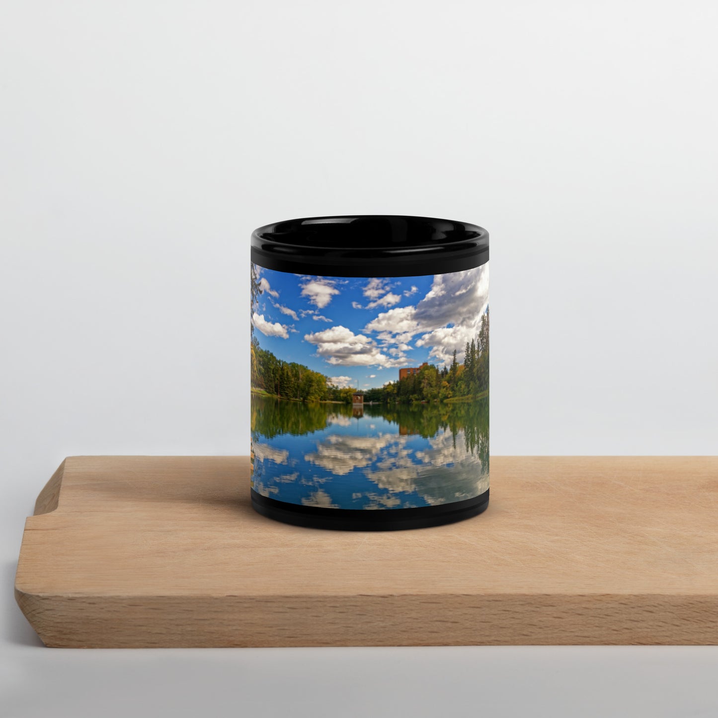 Black Glossy Mug - Bowness Park Lagoon Fall