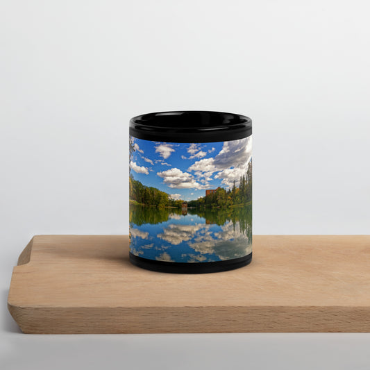 Black Glossy Mug - Bowness Park Lagoon Fall