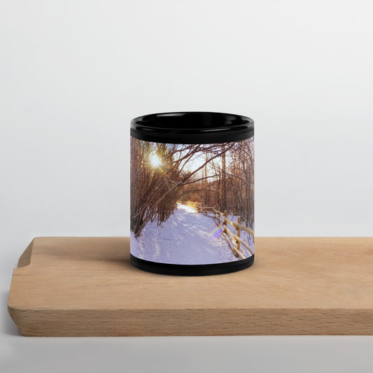 Black Glossy Mug - Riverdale Park Forest Winter