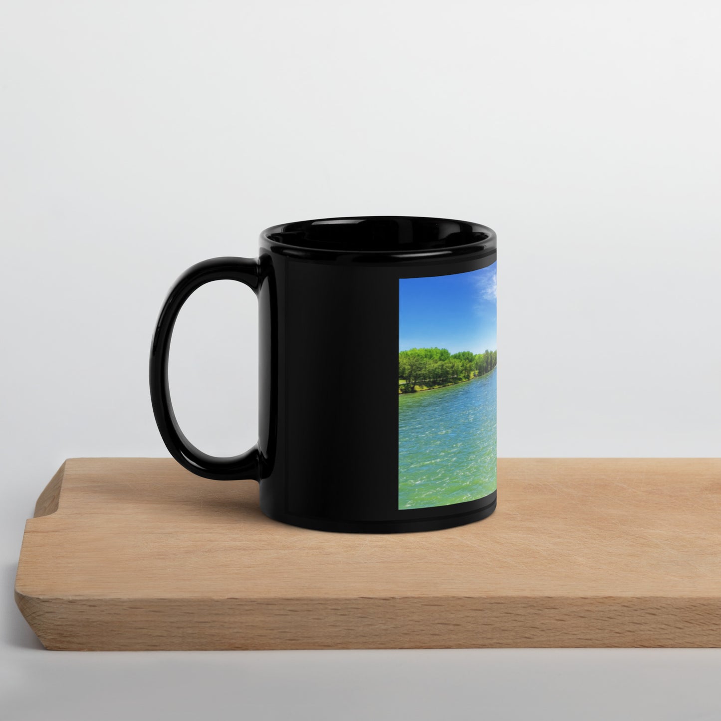 Black Glossy Mug - Bow River Eric Harvie Bridge Spring