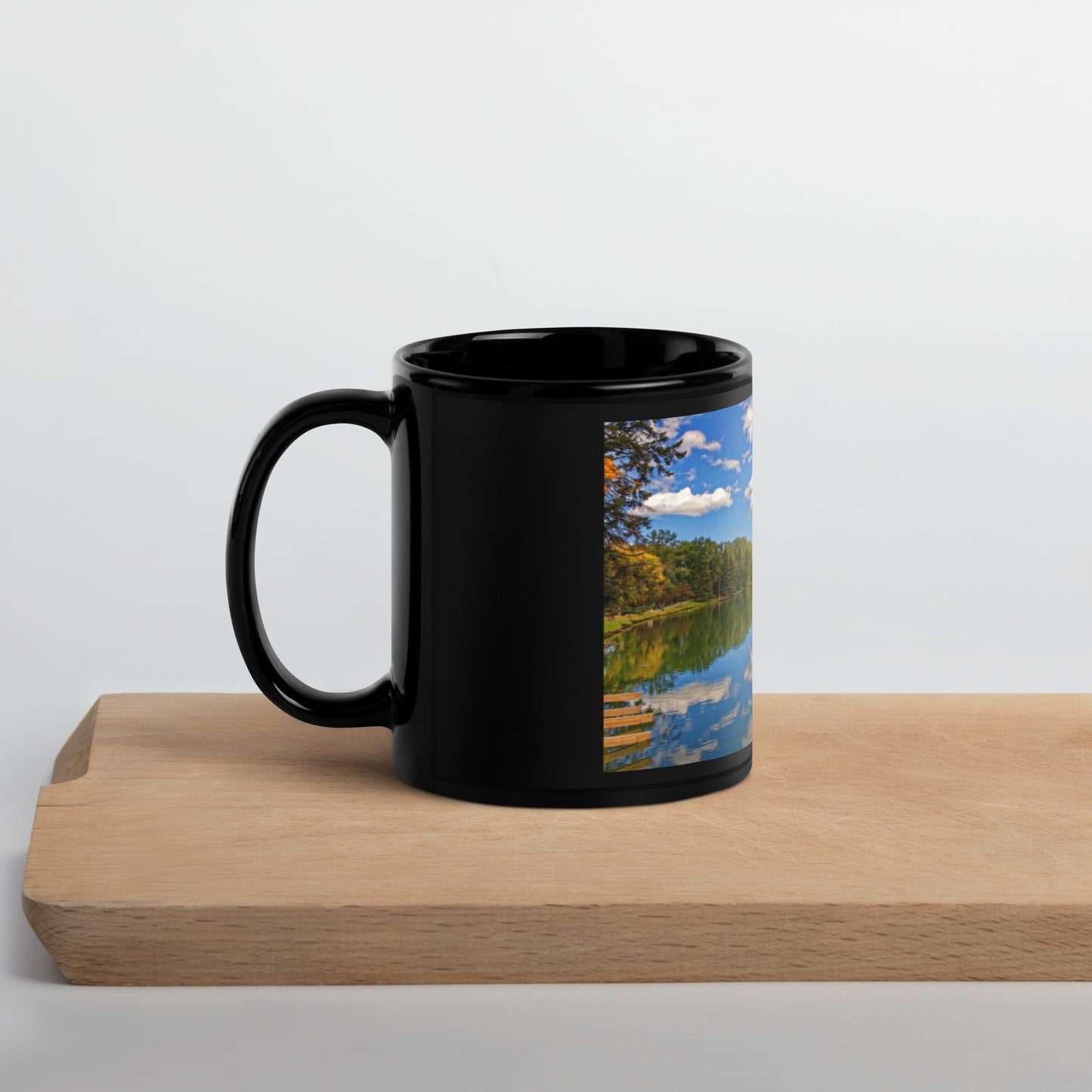 Black Glossy Mug - Bowness Park Lagoon Fall