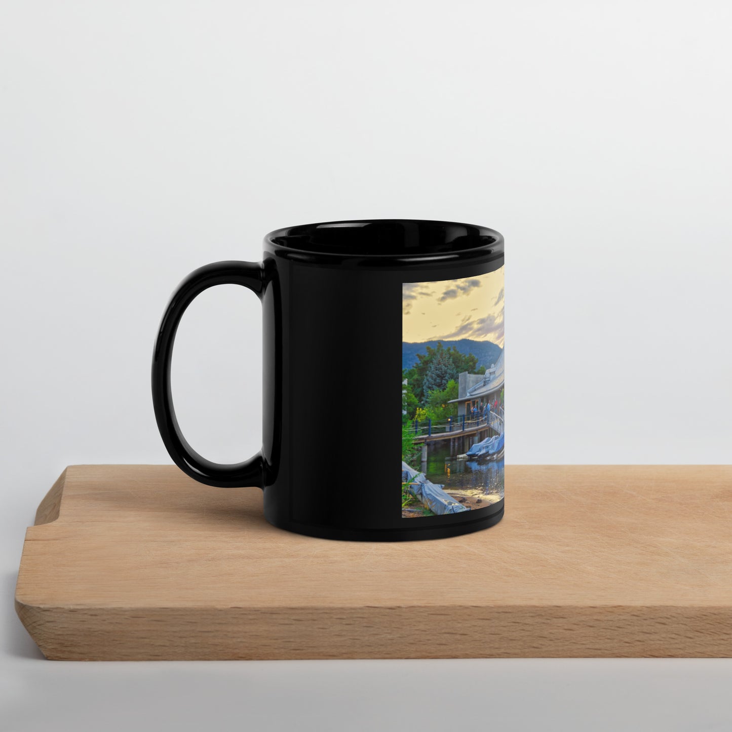 Black Glossy Mug - Hooded Merganser Sunset