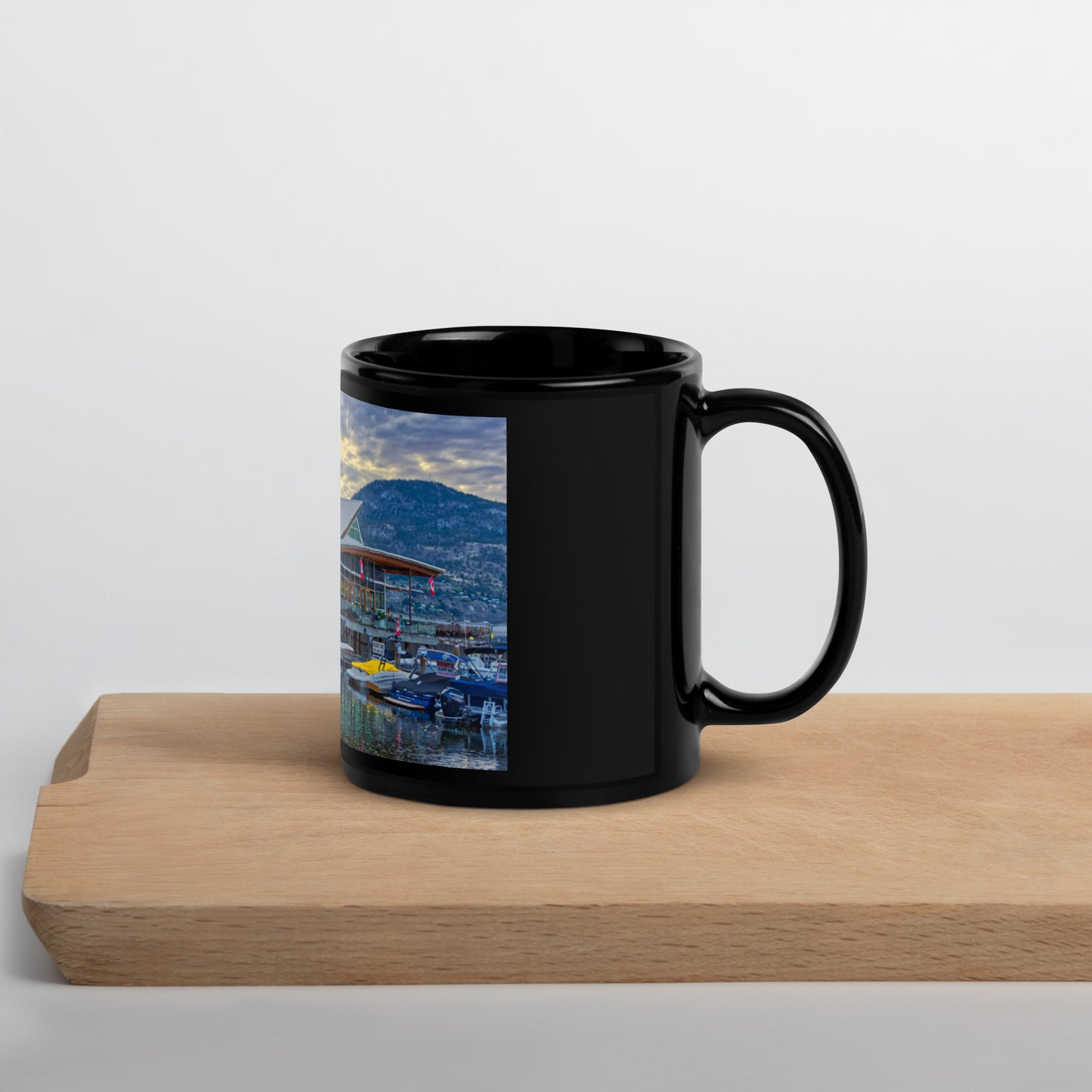 Black Glossy Mug - Hooded Merganser Sunset