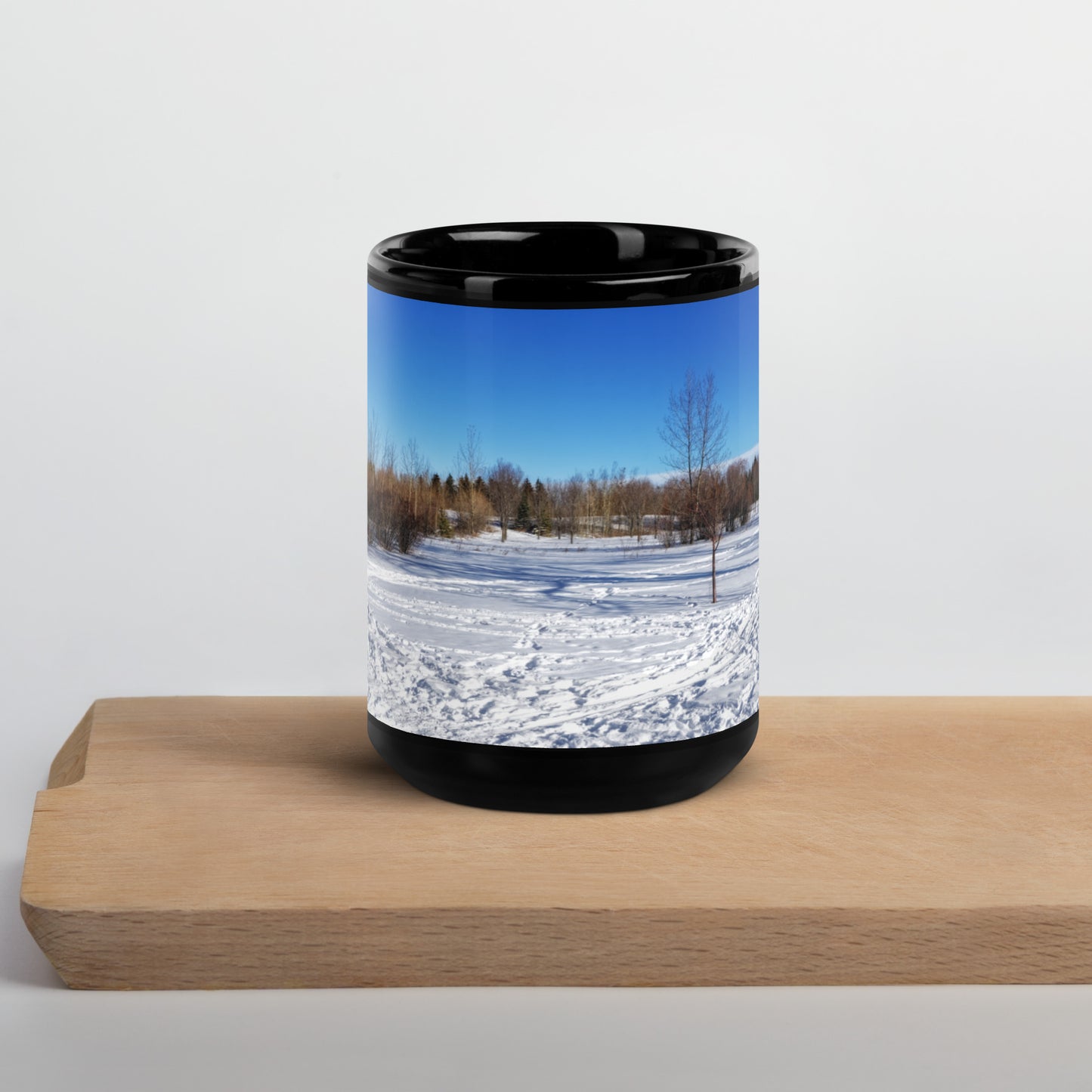 Black Glossy Mug - North Glenmore Park Winter