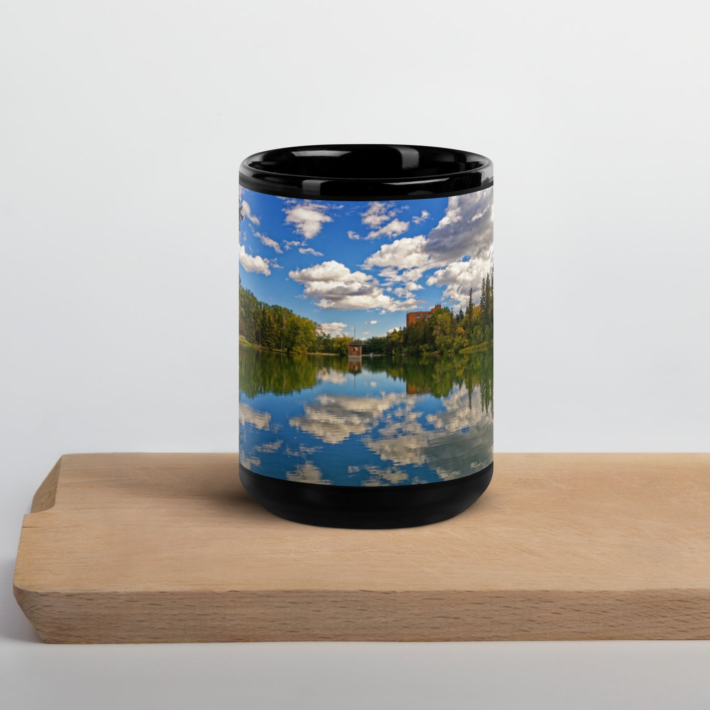 Black Glossy Mug - Bowness Park Lagoon Fall