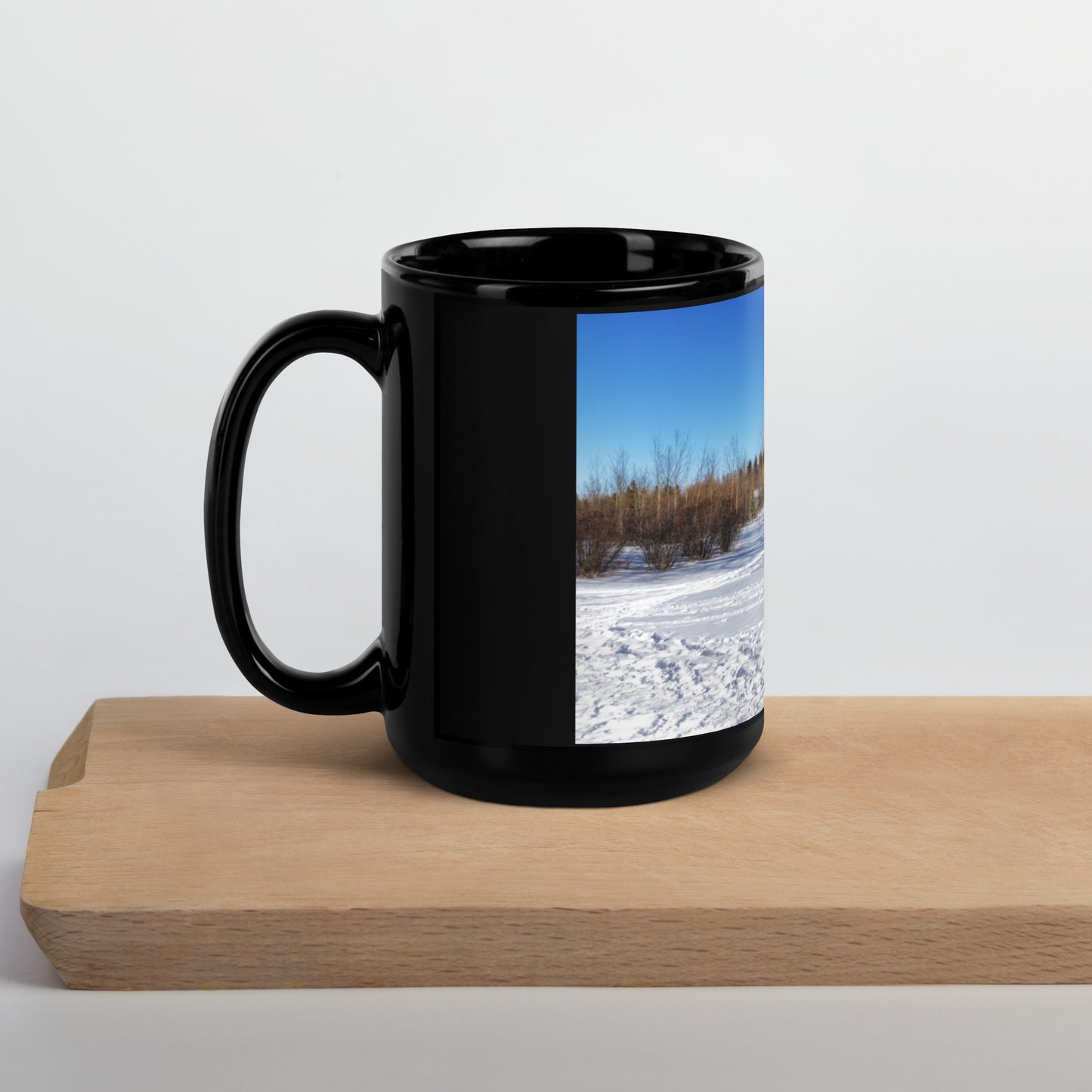 Black Glossy Mug - North Glenmore Park Winter