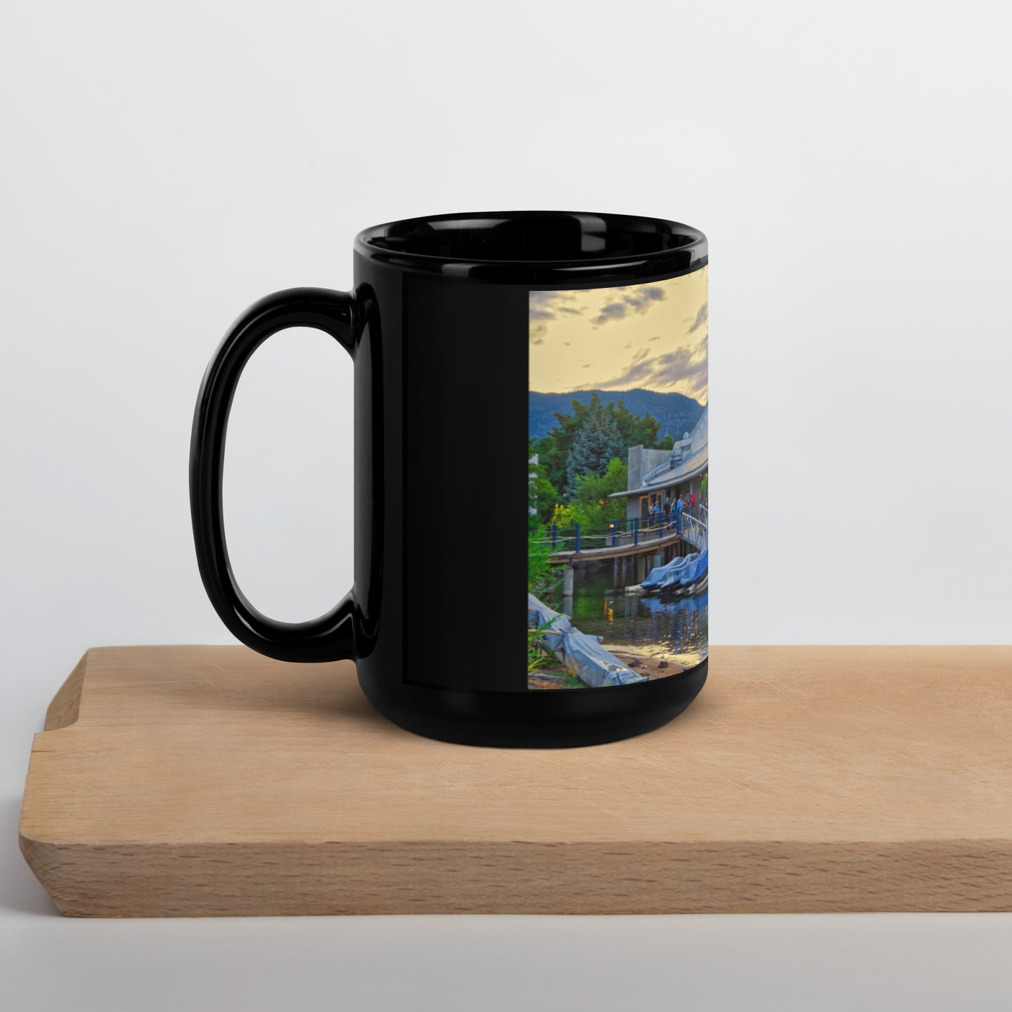 Black Glossy Mug - Hooded Merganser Sunset