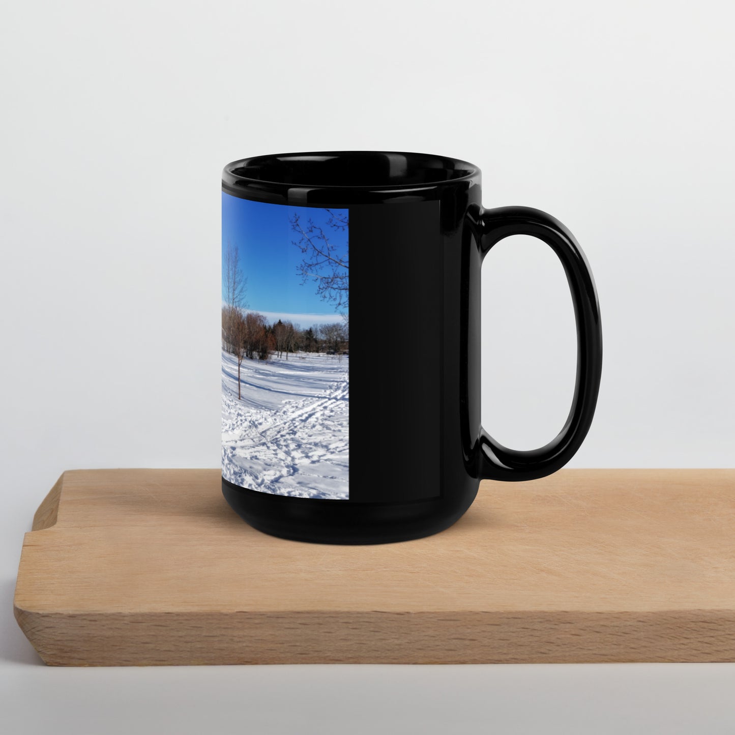 Black Glossy Mug - North Glenmore Park Winter