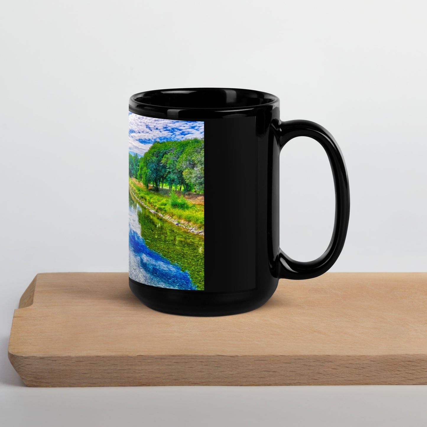 Black Glossy Mug - Penticton Okanagan River Channel HDR