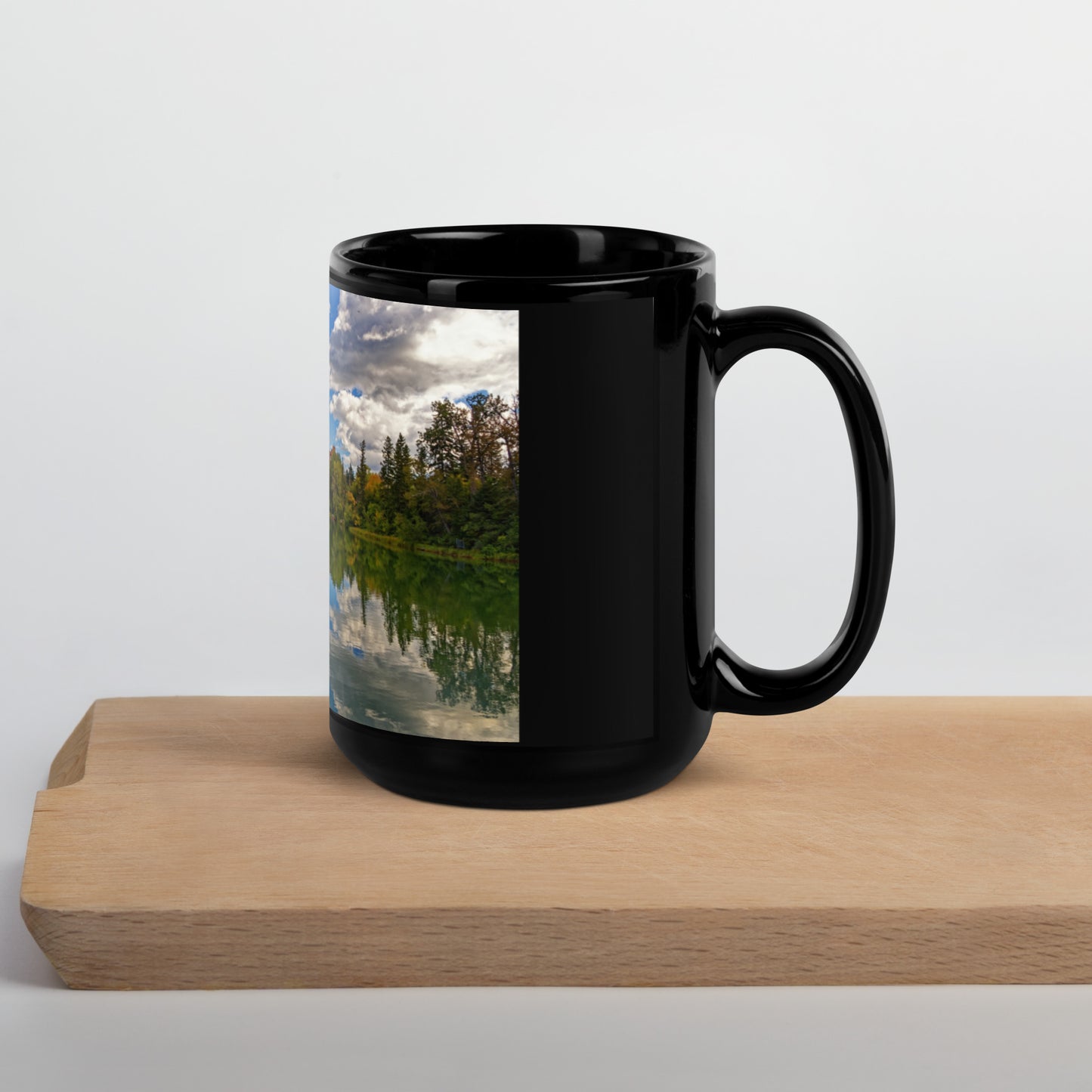 Black Glossy Mug - Bowness Park Lagoon Fall